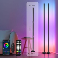 Paquete de 2 Barras de Luz LED RGB para Piso, Lámpara de Esquina LED con Sincronización Musical, Activación por Sonido, Control Remoto por Aplicación, para Decoración de Sala de Juegos
