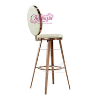 Chaises de bar modernes ovales de luxe en acier inoxydable doré, personnalisables en usine, pour hôtels et mariages, vente en gros