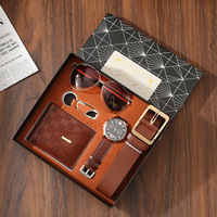 Set Kotak Hadiah 5-in-1 Jam Tangan Kulit Pria, Dompet & Kacamata Hitam - Hadiah Pribadi, Bisnis, Perusahaan, Liburan, Mewah & Kustom