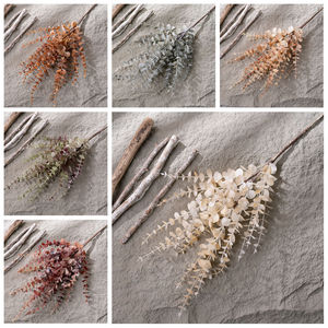 Bouquet d'eucalyptus artificiel Asakura, fleurs artificielles blanches, café, beige, violet clair, marron foncé, décoration d'intérieur MW89101 - Product Image 3