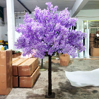 Arbre artificiel en fleurs de cerisier violettes en soie, sur pied, pour mariages, décoration renforcée en fibre de verre