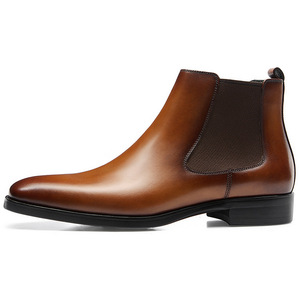<span class=keywords><strong>Stivali</strong></span> <span class=keywords><strong>Chelsea</strong></span> Classici da Uomo in Pelle Marrone Stile Cowboy, Scarpe Alte Britanniche, Calzature Eleganti, <span class=keywords><strong>Stivali</strong></span> Slip-on - Product Image 2