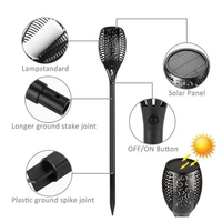 Lampe solaire à flamme LED Lampe à effet de feu pour l'extérieur Lampe à effet de flamme sans fil étanche pour pelouse Lampe de chemin de cour