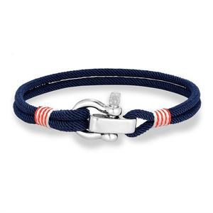 Bracelet en Corde Milanaise Multicolore en Forme de U pour Hommes, en Acier Inoxydable et Cordon en Nylon, Fait Main, Cadeau Marin, Vente en Gros - Product Image 4