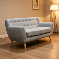 Fauteuil d'appoint capitonné personnalisable, style Mid-Century, avec pieds coniques en bois massif, directement de l'usine
