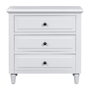 <b>U</b>_STYLE 28'' Painted Nightstand 3 Drawers Smooth Gliding Rails Minimalist Bedside Cabinet Metal Handle - Product Image 3