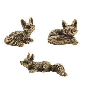 Piccola volpe in ottone statua-volpe figurina ornamento decorativo per soggiorno-commercio all'ingrosso - Product Image 6