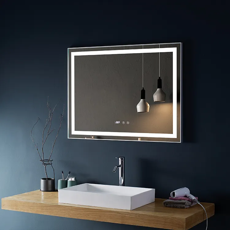Frameless Anti-Fog LED Lighted Dimmable Wall Mounted Bathroom Vanity Mirror