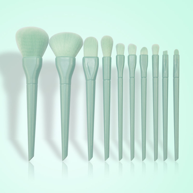 10psc Custom Logo Professional High Quality Plastic Handle Silky Soft Synthetic Hair Colorful Face Makeup Brush Set