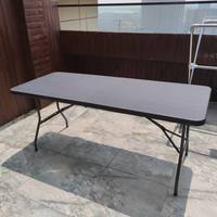 Table pliante de restauration en plastique imitation rotin noir, portable, pour jardin et pique-nique, longueurs 5, 6 et 8 pieds