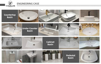 Vente chaude Lavabo de salle de bain moderne pour hôtel, design unique, blanc, à poser, petit, avec une largeur de 400 mm
