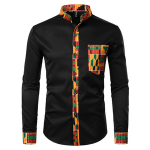 <span class=keywords><strong>Chemise</strong></span> Imprimée <span class=keywords><strong>Homme</strong></span> <span class=keywords><strong>Africaine</strong></span> Manches Longues Boutonnée, <span class=keywords><strong>Chemise</strong></span> Dashiki Traditionnelle Patchwork, Vêtements Africains pour Hommes - Product Image 6