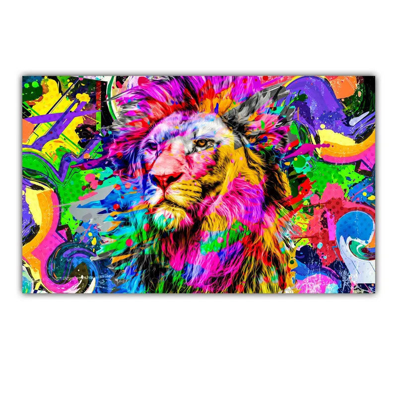 Modern 40*80cm home hotel wall decoration lion animal canvas print wall art painting with rolled packing