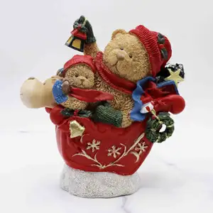 Yeni sevimli ayılar aile çekme ren geyiği kızak dekorasyon çocuklar için noel hediyesi
