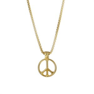 Men's No War Peace Sign Stainless Steel Dainty <b>Statement</b> Wedding <b>Necklace</b> - Product Image 6