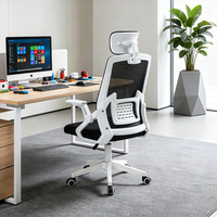 Chaise de bureau pivotante moderne à dossier haut avec réglage en hauteur, en tissu maillé, pour ordinateur et conférence, en promotion