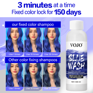 Champú Fijador del Color VOJO 100ml a Base de Plantas y Sin Amoníaco <span class=keywords><strong>para</strong></span> Cabello Rojo, <span class=keywords><strong>Azul</strong></span>, Morado, Gris y Rosa, Restaurador y Protector del Color del Cabello - Product Image 6