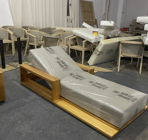 Muebles de diseño moderno para exteriores, sofá de jardín, asientos de baja listón y tablones anchos de madera maciza, diván de salón, 2021 - Product Image 4