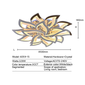 Bán hàng nóng ứng dụng hiện đại điều khiển từ xa trang trí nội thất ánh sáng Acrylic trắng ceil đèn đồ đạc phòng khách trong nhà LED ưa thích Đèn trần - Product Image 6