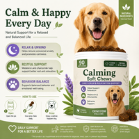 Granulés à mâcher pour chiens OEM ODM avec racine de valériane et L-théanine pour améliorer l'immunité, naturels, 90 pièces/pot