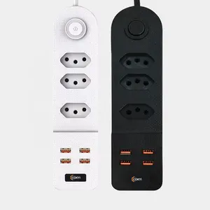 Manufacturer Base Brazil Power Strip Board 4-Outlet with 4 USB Charging Ports, Custom Long Power Cords