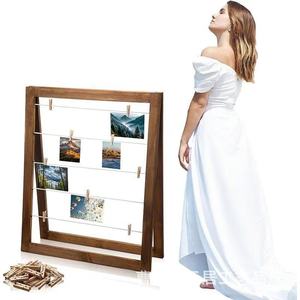Foldable Wooden Photo Display Stand Solid Wood Freestanding <b>Frame</b> Rectangle Vertical Tabletop Living Room Bedroom - Product Image 4
