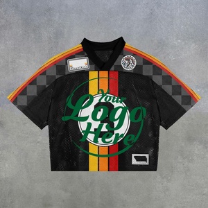 T-shirt Sportif Vintage Oversize en Maille Imprimée, Col V, Style Streetwear Hip Hop Rétro, Coupe Boxy, Respirant, 100% Homme - Product Image 6
