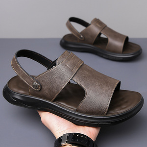 Sandales à plateforme pour hommes, chaussures de plage décontractées respirantes à semelle souple marron, taille 40 41 42 43 44 45 - Product Image 2