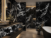 Dalles de marbre noir Grand Antique breccié pour panneaux muraux en chevalet, îlots de cuisine, plans de travail de salle de bain et encadrements de cheminées