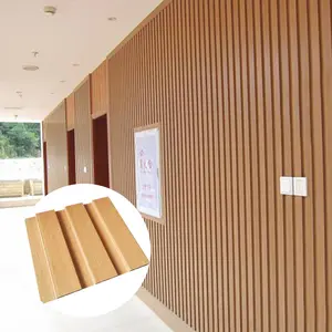 2021 Populaire Brandwerende Rook-Proof Bamboe En Hout Fiber Wandplaat 3D Wpc Wandplaat Raspen Wall Panel Voor Interieur Decoratie