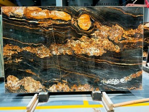 <span class=keywords><strong>Encimeras</strong></span> de Granito Negro Magma Dorado de Brasil, Diseño Moderno de Lujo, Losa Grande Pulida con Capacidad de Solución de Diseño Gráfico - Product Image 6