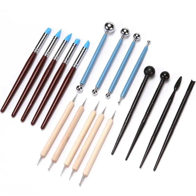 Ball Stylus Dotting Tools 18 pcs Clay Tools Sculpture Modeling Tools for Pottery Sculpture Plastic Paper Flowers Rock Painting
