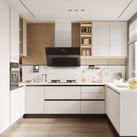 Armoires de cuisine modernes et accessoires, armoires de cuisine modulaires prêtes à assembler, ensemble d'armoires de cuisine en bois massif sur mesure