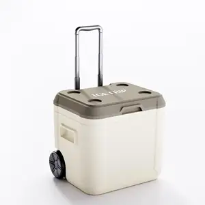 Wheeled Fashion Style Large Capacity 52l Beer Wine Water Ice Can Portable Cold Chain Carrier Frozen Hard Ice Cooler Box
