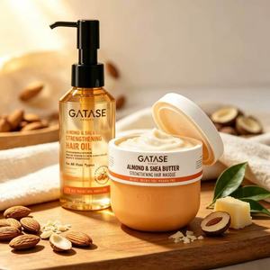 Almond &amp; Shea Butter Hair Care Set Deep Nourishing Repair Hair <strong>Masque</strong> &amp; Smoothing Hair Oil Sulfate Free Hair Treatment Kit - Product Image 1