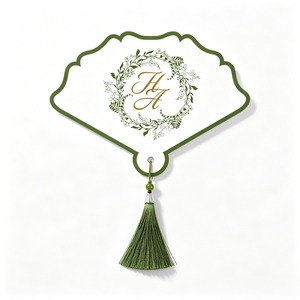 Ventaglio di Carta Personalizzato con Nappa, Biglietto di Ringraziamento per Inviti di Matrimonio Islamici Multiuso, Bomboniere Personalizzate per Ospiti - Product Image 2