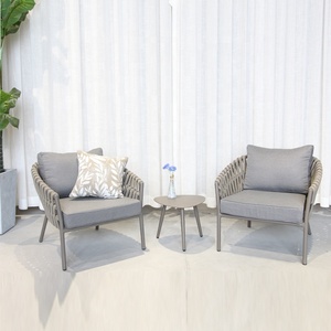 Ensemble de table et chaises de jardin en corde tressée de haute qualité pour l'extérieur, mobilier de patio, ensemble de chaises et table en corde - Product Image 5