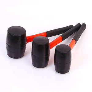 Moxuan Hardware Rubber <b>Hammer</b> Round Head Fiber Handle Black Shockproof For Tiling Installation - Product Image 1