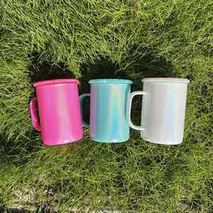 Taza de Café de Vidrio Sublimable de 17 oz, Color Leche y Cerveza, con Tapa de PP para Envolturas UV DTF, Taza con Brillo Holográfico - Product Image 4