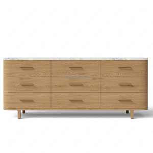 <span class=keywords><strong>Commode</strong></span> en bois moderne FERLY à 9 tiroirs avec plateau en marbre, armoire de rangement contemporaine à façade incurvée <span class=keywords><strong>pour</strong></span> <span class=keywords><strong>chambre</strong></span> à coucher - Product Image 4