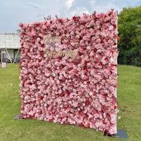 Grosir Panel mawar 5D palsu pengaturan pernikahan untuk dekorasi acara 3D dinding bunga buatan untuk Hari Valentine