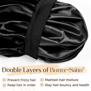 Fashion Wholesale Satin Silky Sleep <strong>Bonnet</strong> with Elastic Wide Band Double Layer Sleep Wraps Hair Cap <strong>Bonnet</strong> With Custom Logo - Product Image 3