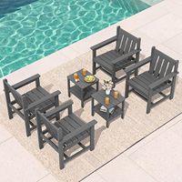 Chaise de bistrot d'extérieur en HDPE, surface imitation bois, dossier incliné, siège surdimensionné, résistante aux intempéries, capacité 360 lbs, pour terrasse et jardin