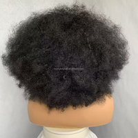 Perruque bouclée afro kinky de 18 pouces, 1 pièce, en cheveux humains brésiliens Remy et mélange synthétique, aspect naturel, raie libre, Lace Front, vente en gros