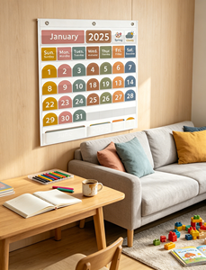 Calendario mensual de bolsillo imprescindible para el aula, tabla educativa para niños, para el aprendizaje en casa y en el aula. - Product Image 1
