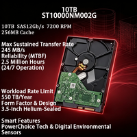 Disque dur d'entreprise ST10000NM002G 10 To 3,5 pouces 7200 tr/min 256 Mo de cache SAST 12 Gbit/s à hélium pour serveur de centre de données 24/7