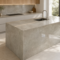 Losas de Piedra Sinterizada de Gran Formato con Acabado Pulido, Aspecto de Mármol Gris, de Alta Calidad y en Oferta, para Encimeras de Cocina