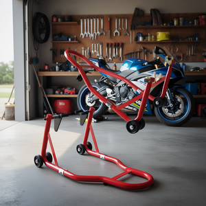 Support de moto DB 1000 LB pour moto sportive, levage de roue avant et arrière, bras oscillant, support de paddock, en acier rouge, état d'occasion - Product Image 2