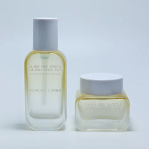 Wholesale Cosmetic Packaging square clear Frosted Empty Serum Lotion Glass <b>Bottle</b> with <b>Pump</b> - Product Image 3
