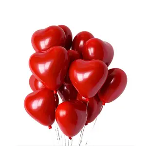 Globos de látex para fiesta de San Valentín, juego de decoraciones de Metal, corazón rojo barato, globo de aluminio de helio con forma de 12 pulgadas